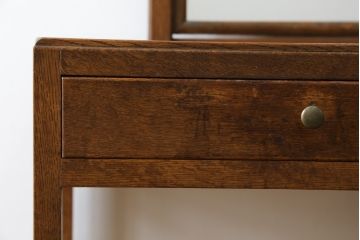 和製アンティーク　ナラ材　シンプルでかわいいデザインの小振りなドレッサー(鏡台、化粧台、ミラー)(R-068077)