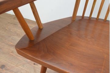 和製ヴィンテージ　美品　小田急ハルク購入　ジョージナカシマ　LOUNGE ARM(ラウンジアーム)　One Arm(ワンアーム、片肘)　CN103　モダンに洗練された右アーム付きラウンジチェア(ジョージ・ナカシマ、イス、椅子、板座チェア、ビンテージ)(R-068078)