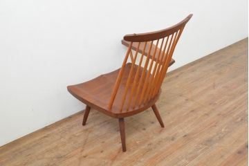 和製ヴィンテージ　美品　小田急ハルク購入　ジョージナカシマ　LOUNGE ARM(ラウンジアーム)　One Arm(ワンアーム、片肘)　CN103　モダンに洗練された右アーム付きラウンジチェア(ジョージ・ナカシマ、イス、椅子、板座チェア、ビンテージ)(R-068078)