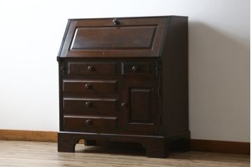 中古　北海道民芸家具　上質な作りが魅力のライティングビューロー(簿記机、在宅用、在宅ワーク用、ワークデスク、引き出し)(定価約34万円)(R-068079)