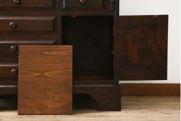 中古　北海道民芸家具　上質な作りが魅力のライティングビューロー(簿記机、在宅用、在宅ワーク用、ワークデスク、引き出し)(定価約34万円)(R-068079)