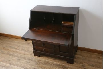 中古　北海道民芸家具　上質な作りが魅力のライティングビューロー(簿記机、在宅用、在宅ワーク用、ワークデスク、引き出し)(定価約34万円)(R-068079)