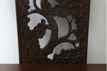 中古　美品!!　大阪屋家具店　軽井沢彫り　咲き誇る桜の彫刻が美しいアームチェア　(R-068081)