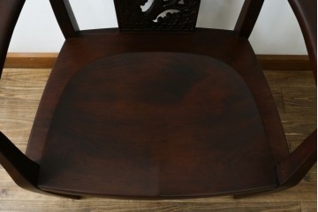 中古　美品!!　大阪屋家具店　軽井沢彫り　咲き誇る桜の彫刻が美しいアームチェア　(R-068081)