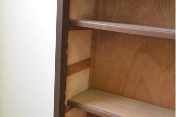 和製アンティーク　ナラ(楢)材　昭和レトロな雰囲気漂う二段重ね食器棚(カップボード、戸棚、収納棚、キャビネット)(R-068085)
