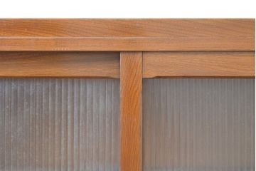 和製アンティーク　栓材　モールガラスがレトロな雰囲気を高める重ね食器棚(キャビネット、カップボード、収納棚、戸棚、ブックケース、本箱)(R-068089)