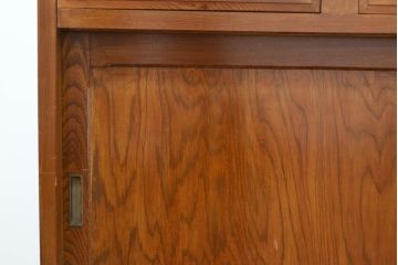 和製アンティーク　栓材　モールガラスがレトロな雰囲気を高める重ね食器棚(キャビネット、カップボード、収納棚、戸棚、ブックケース、本箱)(R-068089)