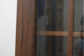和製アンティーク　昭和中期　前面ナラ材　レトロな佇まいの大振りな本箱(ブックケース、書棚、収納棚、戸棚、キャビネット、飾り棚)(R-068095)