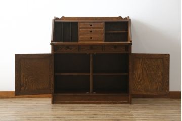 中古　美品!!　高級品　三越デパート　上品なお花の彫刻が魅力のライティングビューロー(カントリーハウス、Brugge、ブルージュ、簿記机、ワークデスク、在宅用、在宅ワーク用)(R-068112)