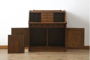 中古　美品!!　高級品　三越デパート　上品なお花の彫刻が魅力のライティングビューロー(カントリーハウス、Brugge、ブルージュ、簿記机、ワークデスク、在宅用、在宅ワーク用)(R-068112)