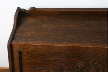 中古　美品!!　高級品　三越デパート　上品なお花の彫刻が魅力のライティングビューロー(カントリーハウス、Brugge、ブルージュ、簿記机、ワークデスク、在宅用、在宅ワーク用)(R-068112)