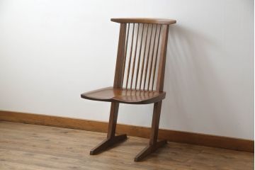 アメリカビンテージ　レア　ジョージナカシマ　刻印なしの年代もの!!　小田急ハルク購入　コノイドチェア(CONOID CHAIR)　CN101　スタイリッシュな佇まいのサイドチェア(ジョージ・ナカシマ、板座チェア、ダイニングチェア、椅子、イス)(R-068123)