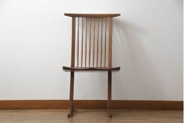 アメリカビンテージ　レア　ジョージナカシマ　刻印なしの年代もの!!　小田急ハルク購入　コノイドチェア(CONOID CHAIR)　CN101　スタイリッシュな佇まいのサイドチェア(ジョージ・ナカシマ、板座チェア、ダイニングチェア、椅子、イス)(R-068123)
