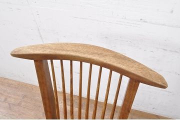 和製ビンテージ　ジョージナカシマ　希少!!　契りあり　小田急ハルク購入　桜製作所　コノイドチェア(CONOID CHAIR)　CN101　スタイリッシュな佇まいのサイドチェア(ジョージ・ナカシマ、板座チェア、ダイニングチェア、椅子、イス、アレー型、鼓、千切り止め、ヴィンテージ)(R-068124)