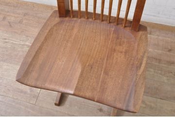 和製ビンテージ　ジョージナカシマ　希少!!　契りあり　小田急ハルク購入　桜製作所　コノイドチェア(CONOID CHAIR)　CN101　スタイリッシュな佇まいのサイドチェア(ジョージ・ナカシマ、板座チェア、ダイニングチェア、椅子、イス、アレー型、鼓、千切り止め、ヴィンテージ)(R-068124)