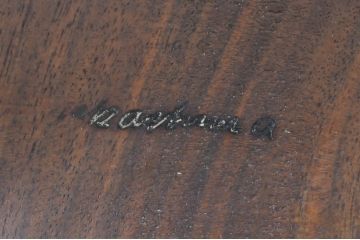 和製ビンテージ　ジョージナカシマ　希少!!　契りあり　小田急ハルク購入　桜製作所　コノイドチェア(CONOID CHAIR)　CN101　スタイリッシュな佇まいのサイドチェア(ジョージ・ナカシマ、板座チェア、ダイニングチェア、椅子、イス、アレー型、鼓、千切り止め、ヴィンテージ)(R-068124)