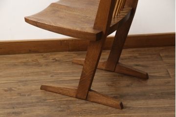 和製ビンテージ　希少!!　ジョージナカシマ　MINGUREN(ミングレン)　小田急ハルク購入　桜製作所　コノイドチェア(CONOID CHAIR)　CN101　スタイリッシュな佇まいのサイドチェア(ジョージ・ナカシマ、板座チェア、ダイニングチェア、椅子、イス、ヴィンテージ、民具連)(R-068125)