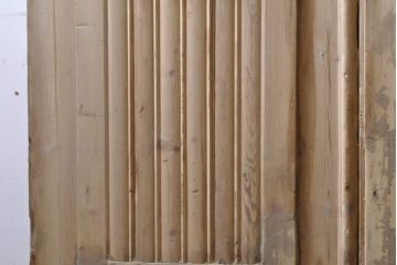 フランスアンティーク　パイン材　アイアンフェンスのデザインがお洒落な両開きドア1対2枚セット(建具、木製扉)(R-068131)