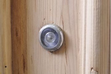 フランスアンティーク　パイン材　アイアンフェンスのデザインがお洒落な両開きドア1対2枚セット(建具、木製扉)(R-068131)