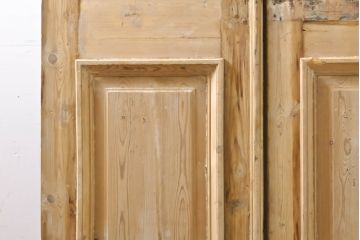 フランスアンティーク　パイン材　アイアンフェンスのデザインがお洒落な両開きドア1対2枚セット(建具、木製扉)(R-068131)