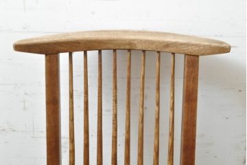 和製ビンテージ　ジョージナカシマ　希少!!　契りあり　小田急ハルク購入　桜製作所　コノイドチェア(CONOID CHAIR)　CN101　スタイリッシュな佇まいのサイドチェア(ジョージ・ナカシマ、板座チェア、ダイニングチェア、椅子、イス、アレー型、鼓、千切り止め)(R-068140)