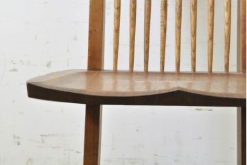 和製ビンテージ　ジョージナカシマ　希少!!　契りあり　小田急ハルク購入　桜製作所　コノイドチェア(CONOID CHAIR)　CN101　スタイリッシュな佇まいのサイドチェア(ジョージ・ナカシマ、板座チェア、ダイニングチェア、椅子、イス、アレー型、鼓、千切り止め)(R-068140)