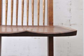和製ビンテージ　ジョージナカシマ　希少!!　契りあり　小田急ハルク購入　桜製作所　コノイドチェア(CONOID CHAIR)　CN101　スタイリッシュな佇まいのサイドチェア(ジョージ・ナカシマ、板座チェア、ダイニングチェア、椅子、イス、アレー型、鼓、千切り止め)(R-068140)