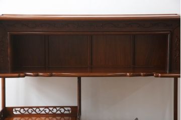 中古　美品　花梨(カリン)材　上質なこだわりの空間づくりにおすすめの飾り棚(茶棚、唐木、戸棚、収納棚、違い棚)(R-068145)