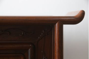 中古　美品　花梨(カリン)材　上質なこだわりの空間づくりにおすすめの飾り棚(茶棚、唐木、戸棚、収納棚、違い棚)(R-068145)
