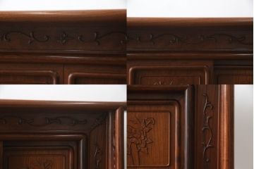 中古　美品　花梨(カリン)材　上質なこだわりの空間づくりにおすすめの飾り棚(茶棚、唐木、戸棚、収納棚、違い棚)(R-068145)