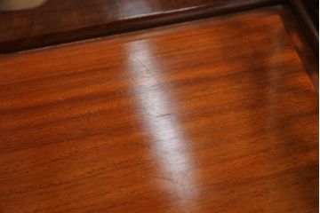中古　美品　花梨(カリン)材　上質なこだわりの空間づくりにおすすめの飾り棚(茶棚、唐木、戸棚、収納棚、違い棚)(R-068145)