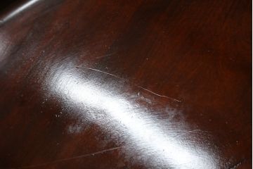和製アンティーク　極上!!　栃の木　総漆塗りの特大くり抜き盆(丸盆、トレー、お盆)(R-068149)