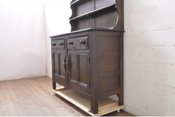 イギリスビンテージ　ERCOL(アーコール)　Old Colonial(オールドコロニアル)　気品と風格が漂うカップボード(食器棚、飾り棚、本棚、ブックシェルフ、戸棚、ヴィンテージ、英国)(R-068168)