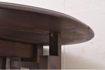 イギリスアンティーク　オーク材　脚のデザインが美しいツイストレッグのバタフライテーブル(エクステンションテーブル、ダイニングテーブル、ラウンドテーブル、2人掛け、4人掛け、食卓、英国)(R-068169)