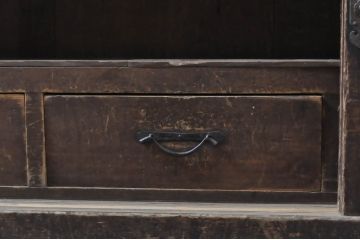 和製アンティーク　檜(ヒノキ)材　昭和レトロな雰囲気の水屋箪笥サイドボード(時代箪笥、茶棚、収納棚、引き出し、サイドキャビネット、テレビ台、テレビボード)(R-068173)