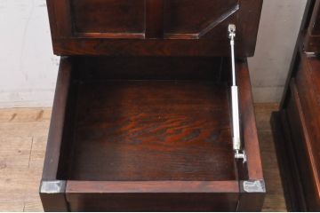 中古　民芸家具　ニレ材　引き出し付きで使い勝手抜群の回転囲炉裏チェア2脚セット(回転椅子、回転チェア、ダイニングチェア、板座チェア)(R-068184)