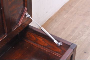 中古　民芸家具　ニレ材　引き出し付きで使い勝手抜群の回転囲炉裏チェア2脚セット(回転椅子、回転チェア、ダイニングチェア、板座チェア)(R-068184)