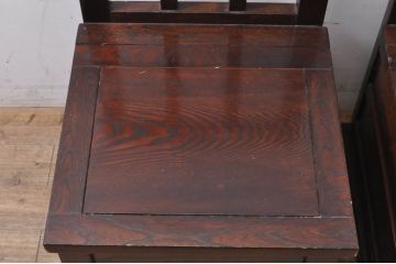 中古　民芸家具　ニレ材　引き出し付きで使い勝手抜群の回転囲炉裏チェア2脚セット(回転椅子、回転チェア、ダイニングチェア、板座チェア)(R-068184)