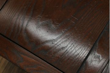 中古　民芸家具　ニレ材　引き出し付きで使い勝手抜群の回転囲炉裏チェア4脚セット(回転椅子、回転チェア、ダイニングチェア、板座チェア)(R-068185)
