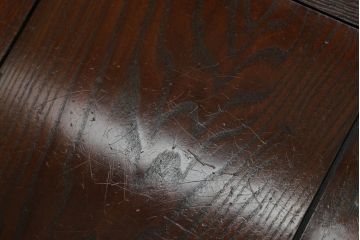 中古　民芸家具　ニレ材　引き出し付きで使い勝手抜群の回転囲炉裏チェア4脚セット(回転椅子、回転チェア、ダイニングチェア、板座チェア)(R-068185)