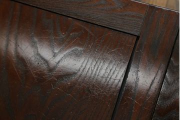 中古　民芸家具　ニレ材　引き出し付きで使い勝手抜群の回転囲炉裏チェア4脚セット(回転椅子、回転チェア、ダイニングチェア、板座チェア)(R-068185)