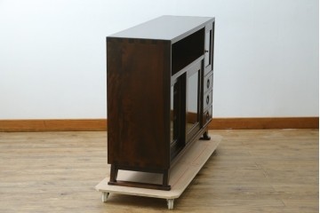 中古　美品　松本民芸家具　どこかレトロな雰囲気も感じる90型茶タンス　定価約44万円　(R-068190)