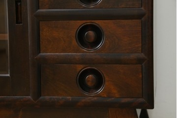 中古　美品　松本民芸家具　どこかレトロな雰囲気も感じる90型茶タンス　定価約44万円　(R-068190)