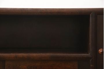 中古　美品　松本民芸家具　どこかレトロな雰囲気も感じる90型茶タンス(サイドボード、戸棚、収納棚)(定価約44万円)(R-068190)