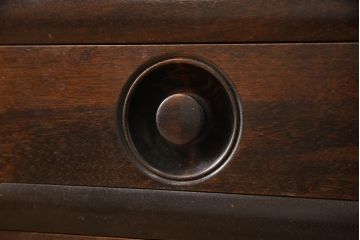 中古　美品　松本民芸家具　どこかレトロな雰囲気も感じる90型茶タンス(サイドボード、戸棚、収納棚)(定価約44万円)(R-068190)