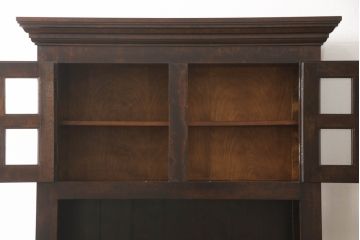 中古　美品　松本民芸家具　絶版モデル　洗練されたモダンな空間を演出するE型食器棚(カップボード、キャビネット、戸棚、収納棚、飾り棚)(R-068191)