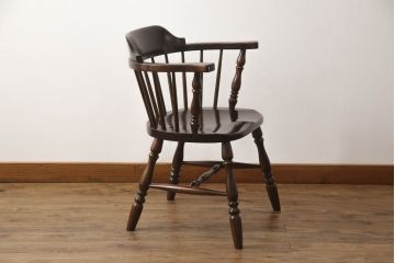 中古　美品　松本民芸家具　#91型　落ち着きのある大人カフェ風インテリアが叶うアームチェア(キャプテンチェア、板座チェア、椅子、ダイニングチェア、イス)(定価約13万円)(R-068195)