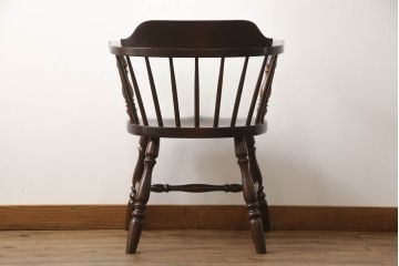 中古　美品　松本民芸家具　#91型　落ち着きのある大人カフェ風インテリアが叶うアームチェア(キャプテンチェア、板座チェア、椅子、ダイニングチェア、イス)(定価約13万円)(R-068195)