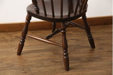 中古　美品　松本民芸家具　#91型　落ち着きのある大人カフェ風インテリアが叶うアームチェア(キャプテンチェア、板座チェア、椅子、ダイニングチェア、イス)(定価約13万円)(R-068195)