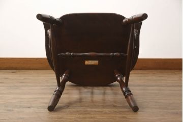 中古　美品　松本民芸家具　#91型　落ち着きのある大人カフェ風インテリアが叶うアームチェア(キャプテンチェア、板座チェア、椅子、ダイニングチェア、イス)(定価約13万円)(R-068195)